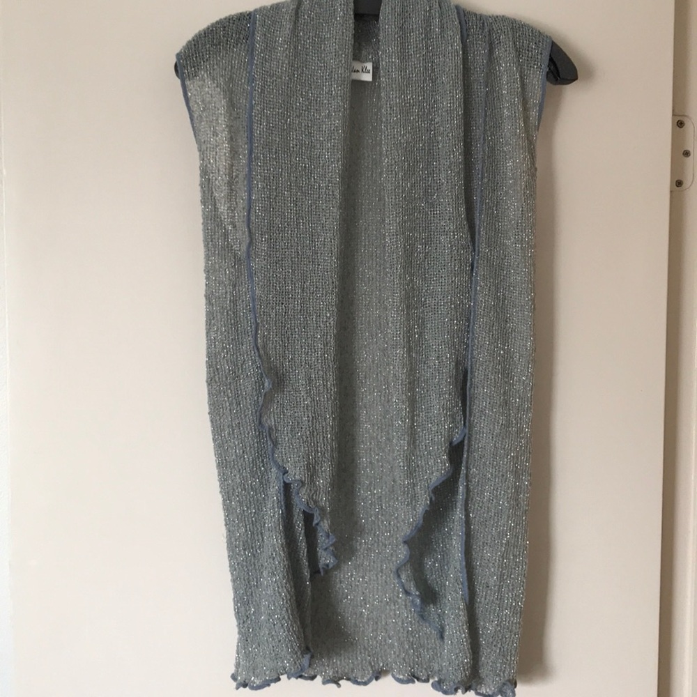 Blue-Grey Vest with Silver Weave